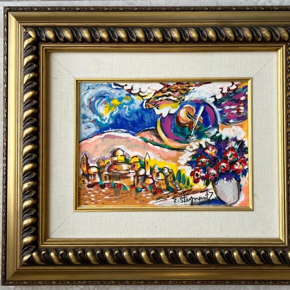 Zami Steynovitz, Angel Above Village, Framed Serigraph - Picture 1 of 2